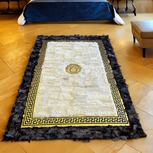 Sheepskin Bedroom White Gray GoldRug