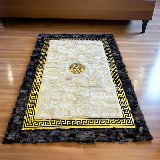 Sheepskin Bedroom White Gray GoldRug