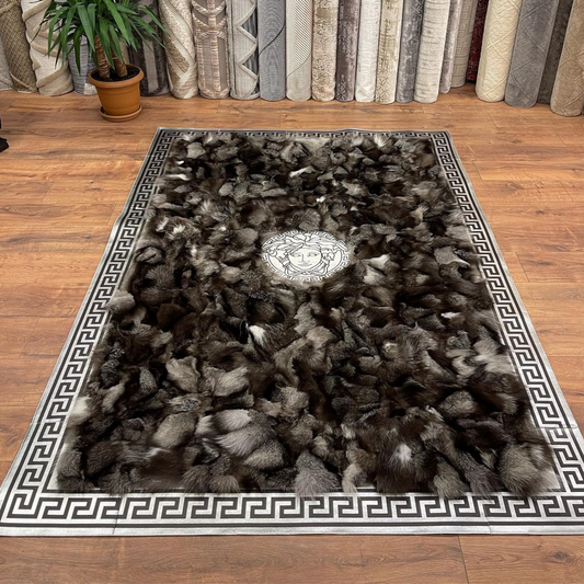 Luxury Silver Fox Fur Rug