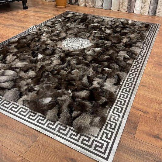 Luxury Silver Fox Fur Rug