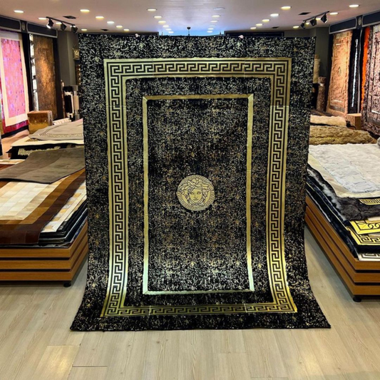 Black Gold Plush Soft Rug