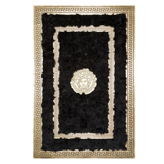 Black Gold Fluffy Sheepskin Rug