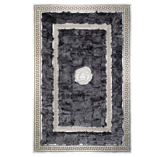 Gray Gold Sheepskin Area Soft Rug