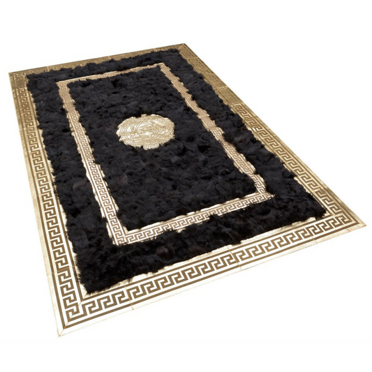 Black Gold Fluffy Sheepskin Rug