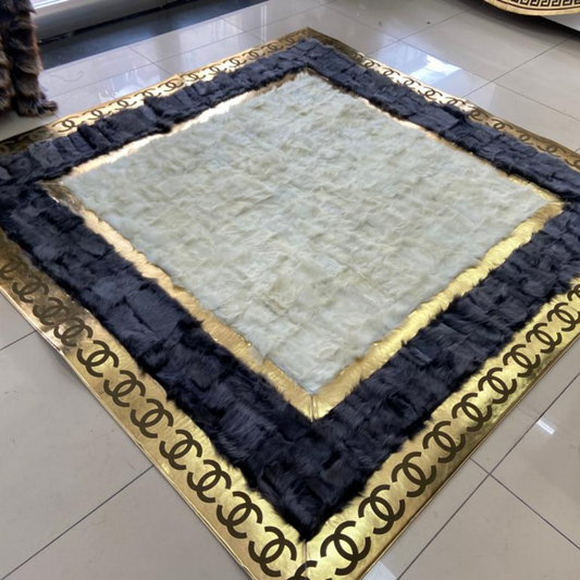 White Gray Sheepskin Bedroom Rug