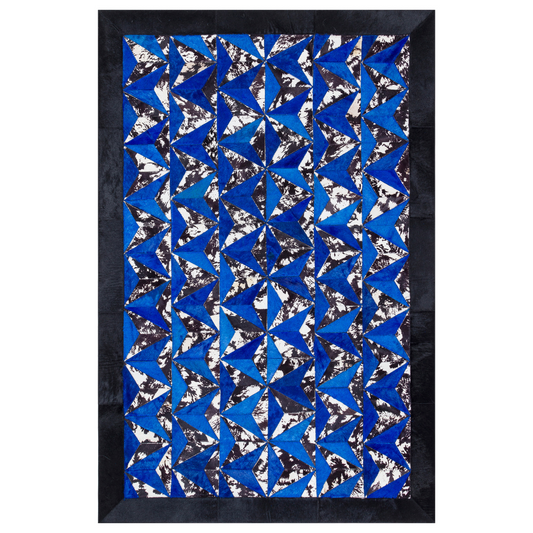 Blue Black Cowhide Rug