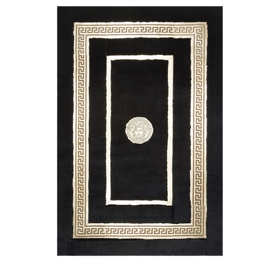 Black Gold Plush Area Rug