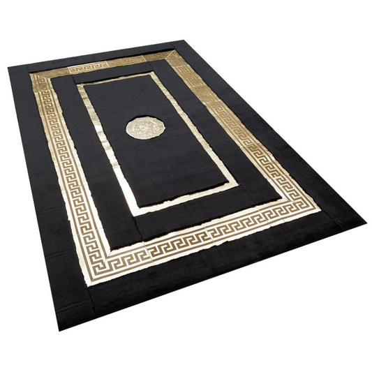 Black Gold Plush Area Rug