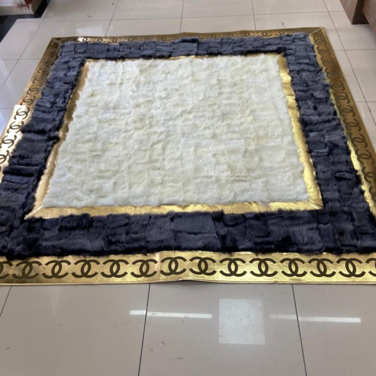 White Gray Sheepskin Bedroom Rug