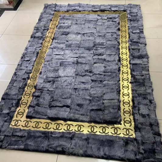 Gray Gold Fluffy Sheepskin Rug