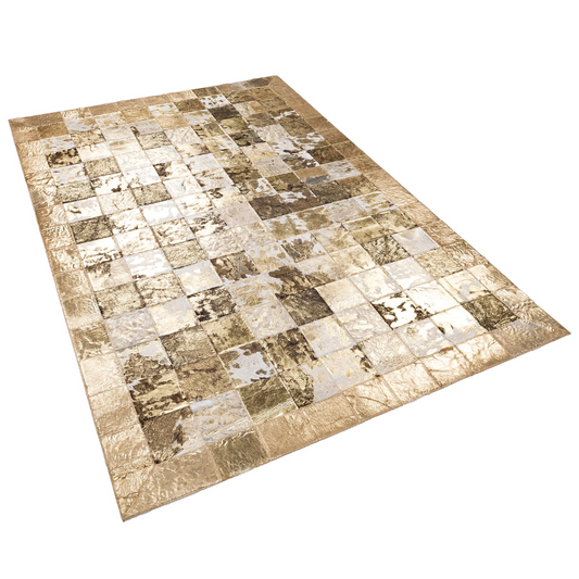 Gold Cowhide Leather Rug