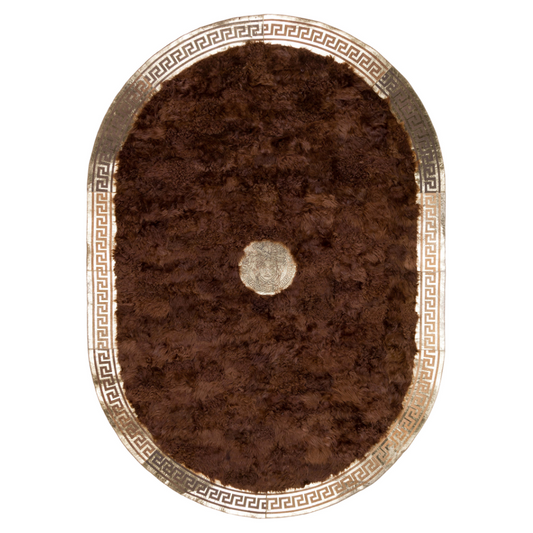Oval Sheepskin Brown Gold Rug