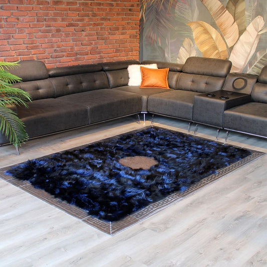 Blue Silver Fox Fur Area Rug