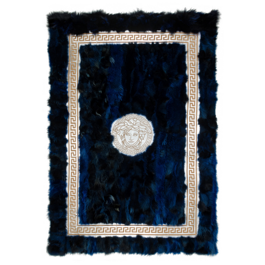 Navy Blue Fox Fur Rug