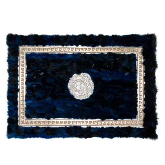 Navy Blue Fox Fur Rug