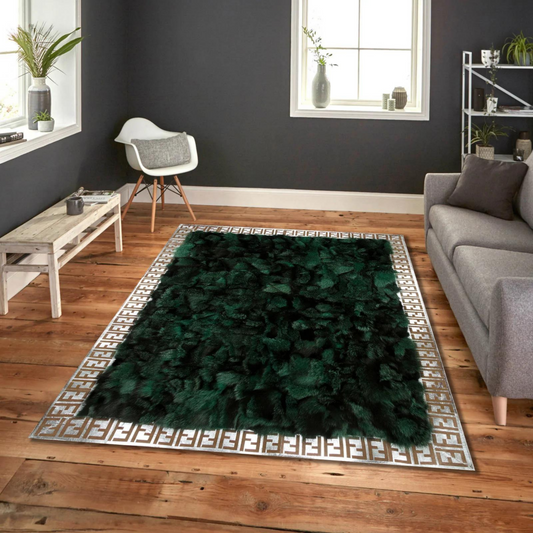 Yellow Silver Fox Fur Rug