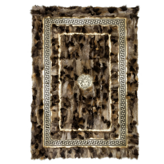 Brown Gold Fox Fur Fluffy Rug
