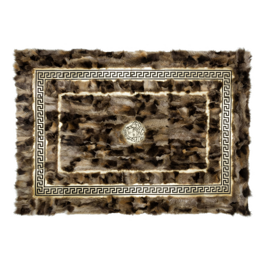 Brown Gold Fox Fur Fluffy Rug