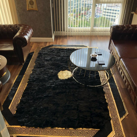 Black Gold Sheepskin Office Rug