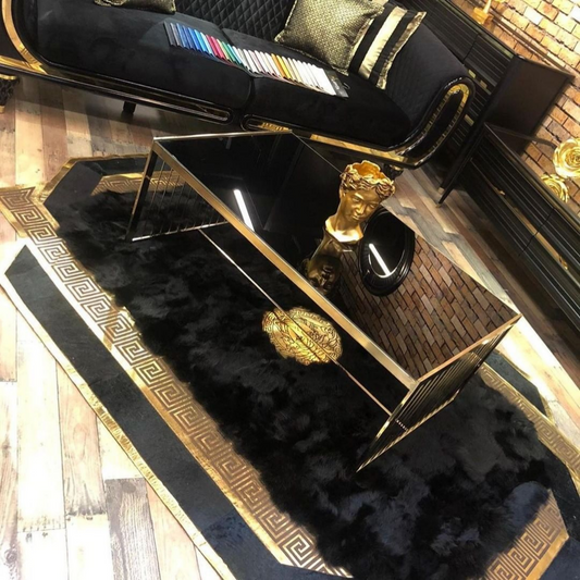 Black Gold Sheepskin Office Rug
