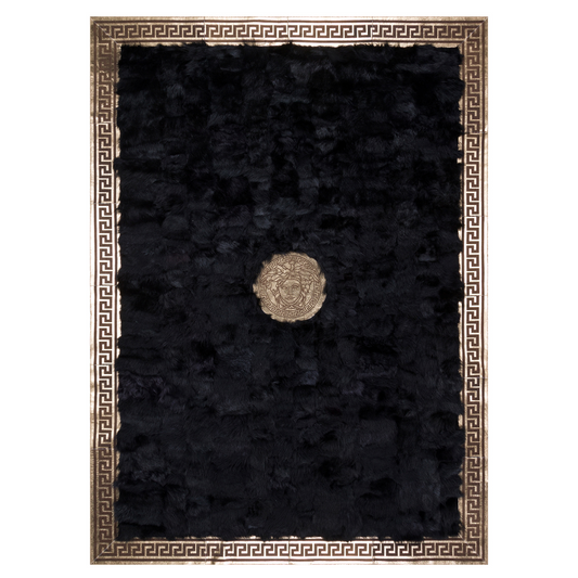 Black Gold Sheepskin Fur Rug