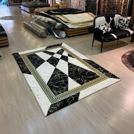 Geometric Faux Leather Plush Rug
