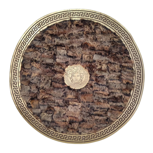 Brown Round Sheepskin Fluffy Rug