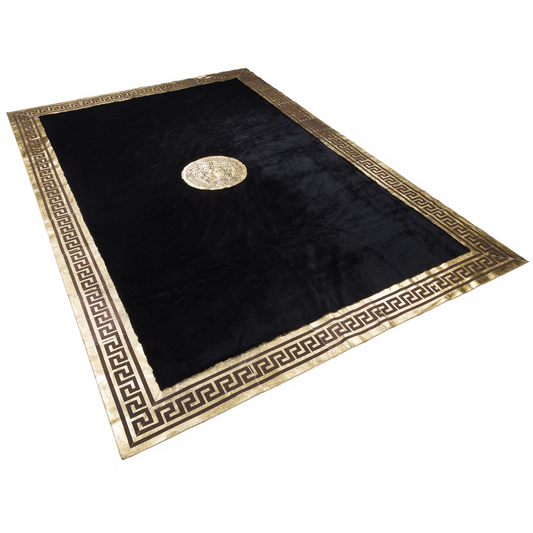Black Gold Plush Luxury Rug