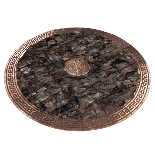 Brown Round Sheepskin Rug