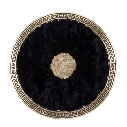 Black Gold Round Fox Fur Rug