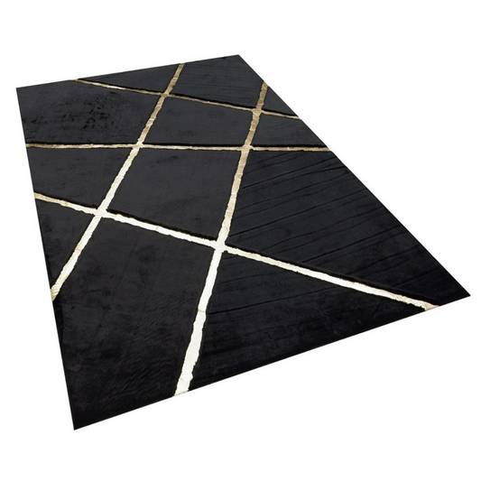 Black Gold Plush Rug