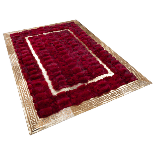Red Luxury Fox Fur Rug