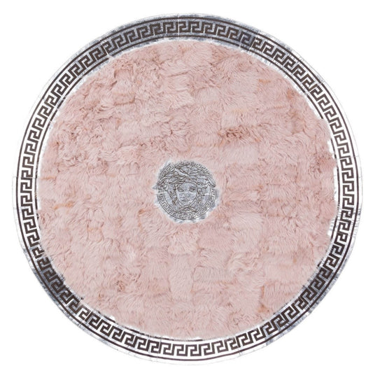 Round Silver Fluffy Sheepskin Rug