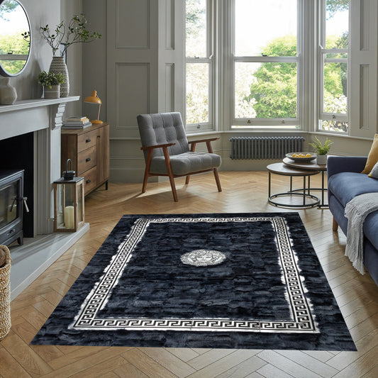 Navy Blue Sheepskin Rug