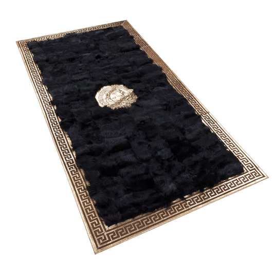 Runner Sheepskin Black Gold Rug