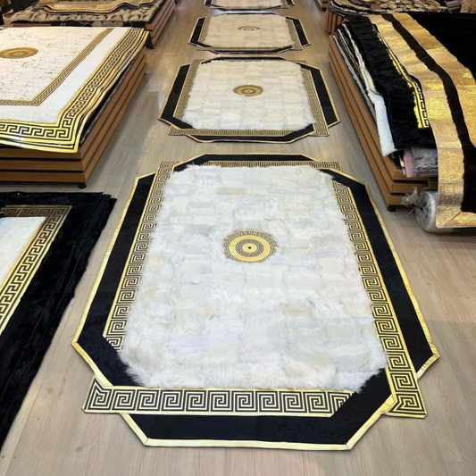 Geometric White Sheepskin Rug