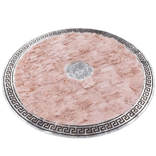 Round Silver Fluffy Sheepskin Rug