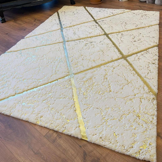 Soft Luxury White Gold Plush Rug