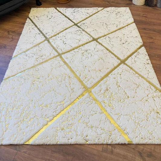 Soft Luxury White Gold Plush Rug