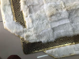 White Gold Fluffy Sheepskin Geometric Rug