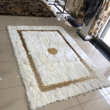 Luxury Fox Fur White Gold Rug