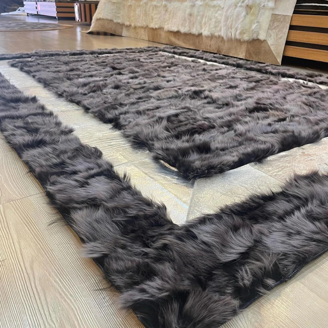 Gray Silver Sheepskin Area Rug
