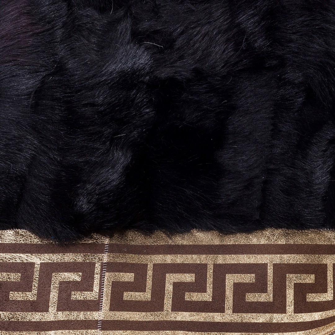 Black Gold Sheepskin Fur Rug