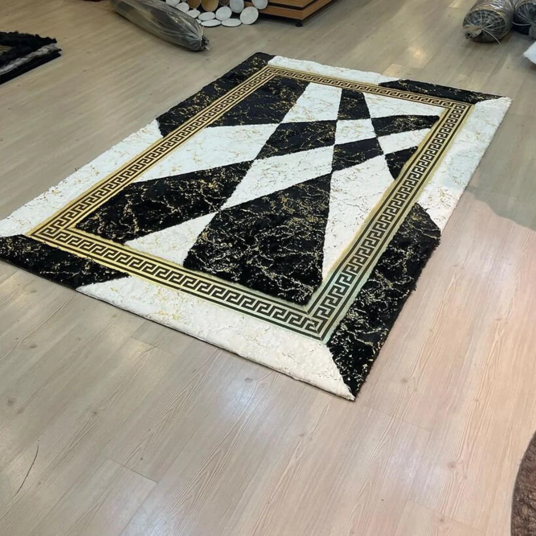 Geometric Faux Leather Plush Rug