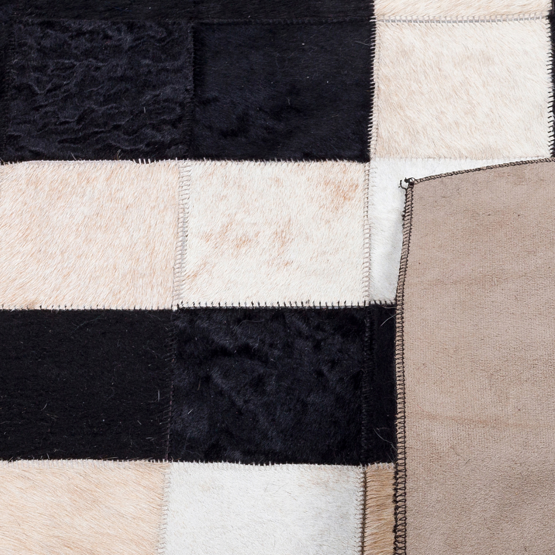 Black Minimal Cowhide Area Rug