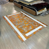 Orange Patchwork Cowhide Area Rug