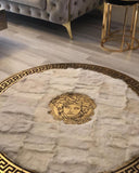 Round White Gold Sheepskin Rug