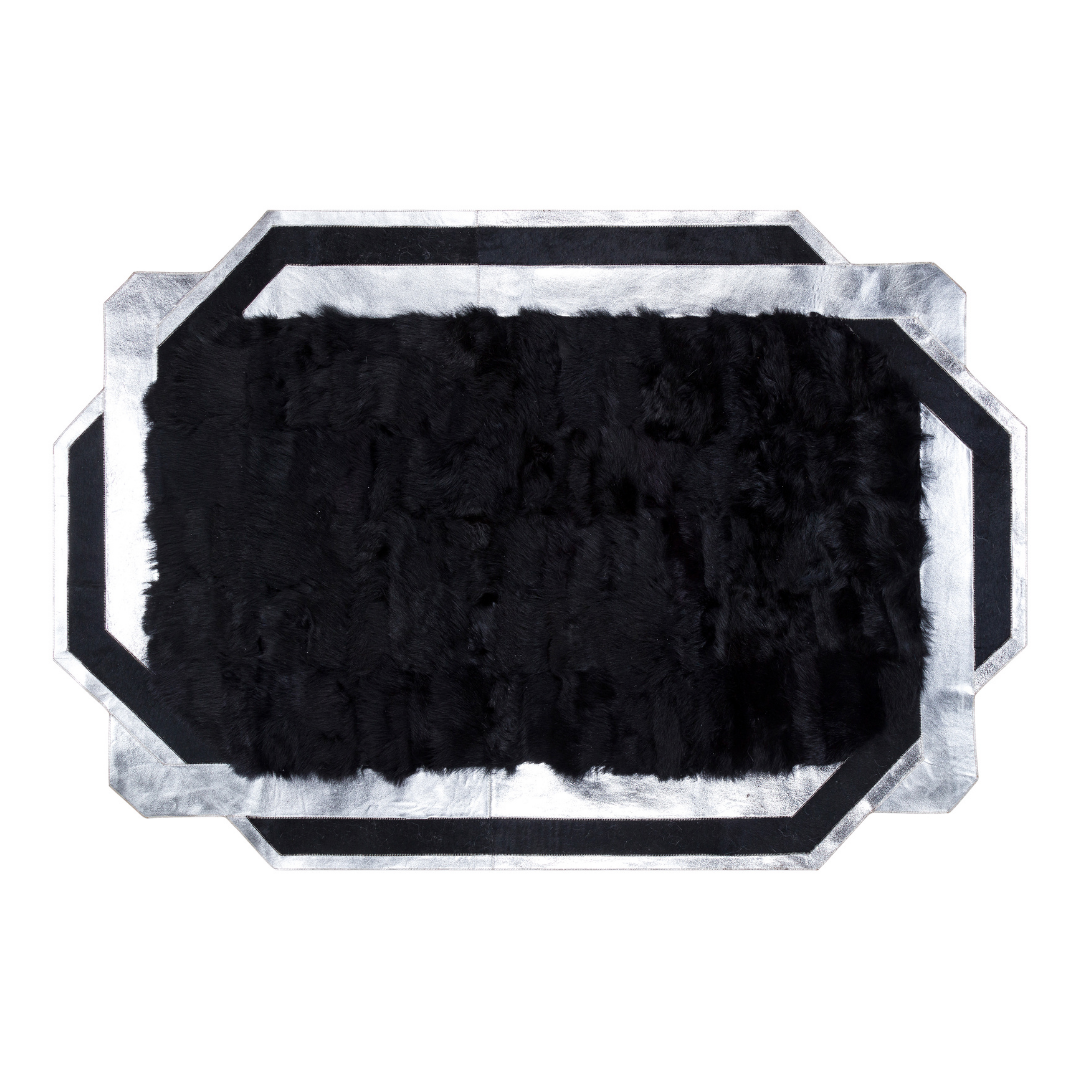Black Silver Soft Sheepskin Rug