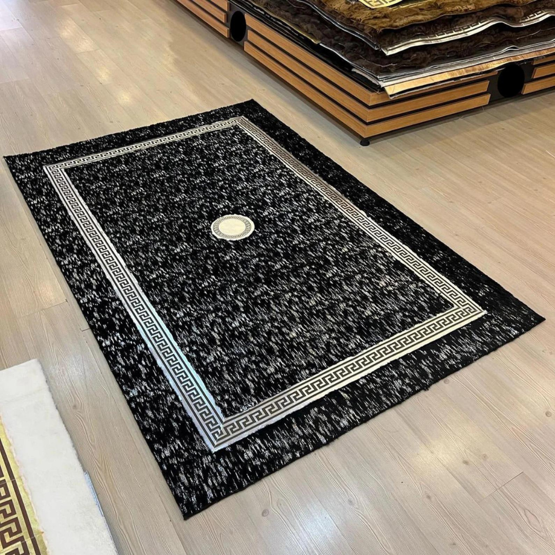 Black Silver Plush Rug