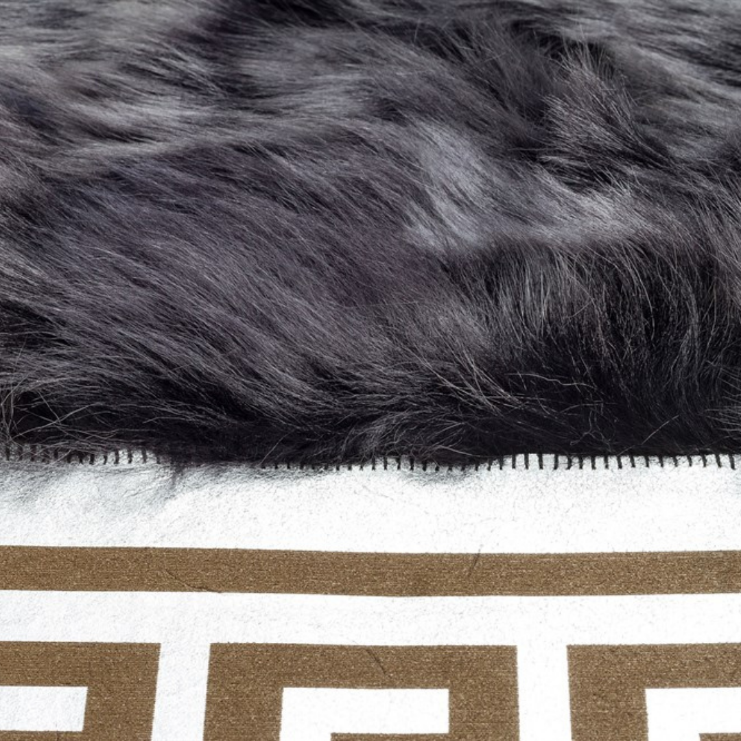 Gray Gold Sheepskin Area Soft Rug